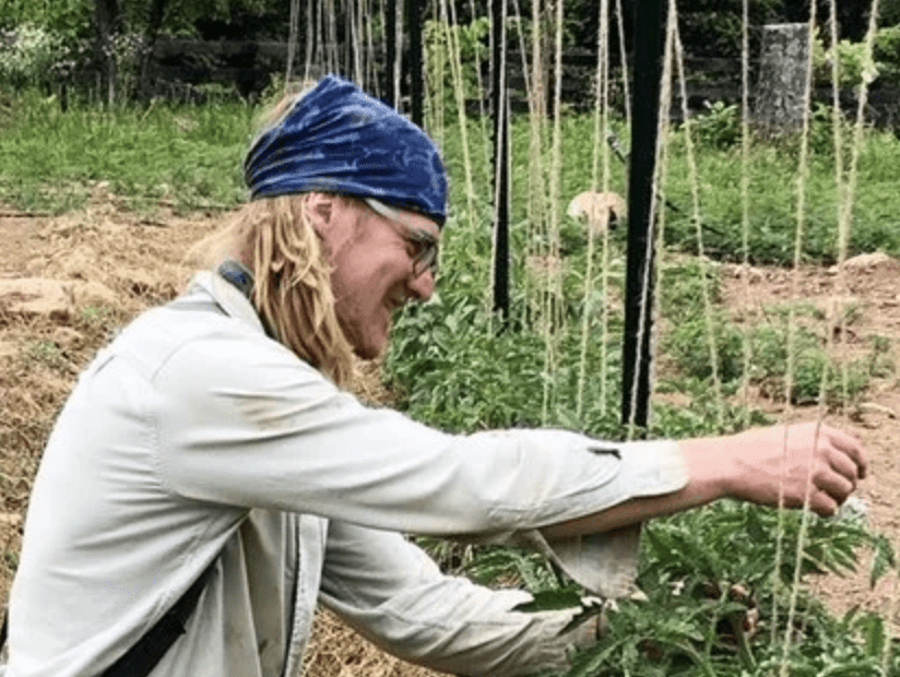 Kyle Crawford at work at Ladybird Farm.